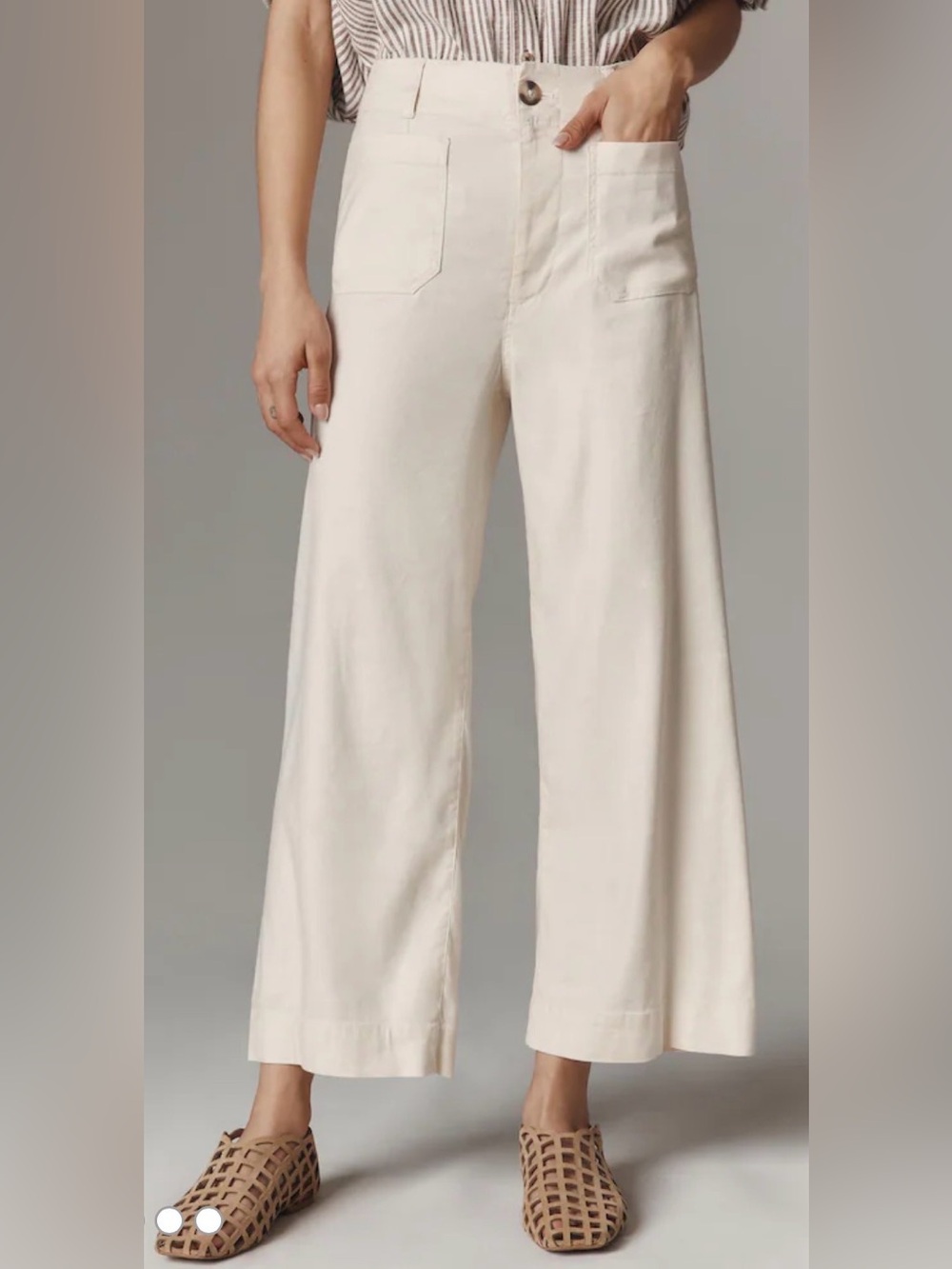 Anthropologie Maeve The Colette Linen cropped Wide Leg Pant 31